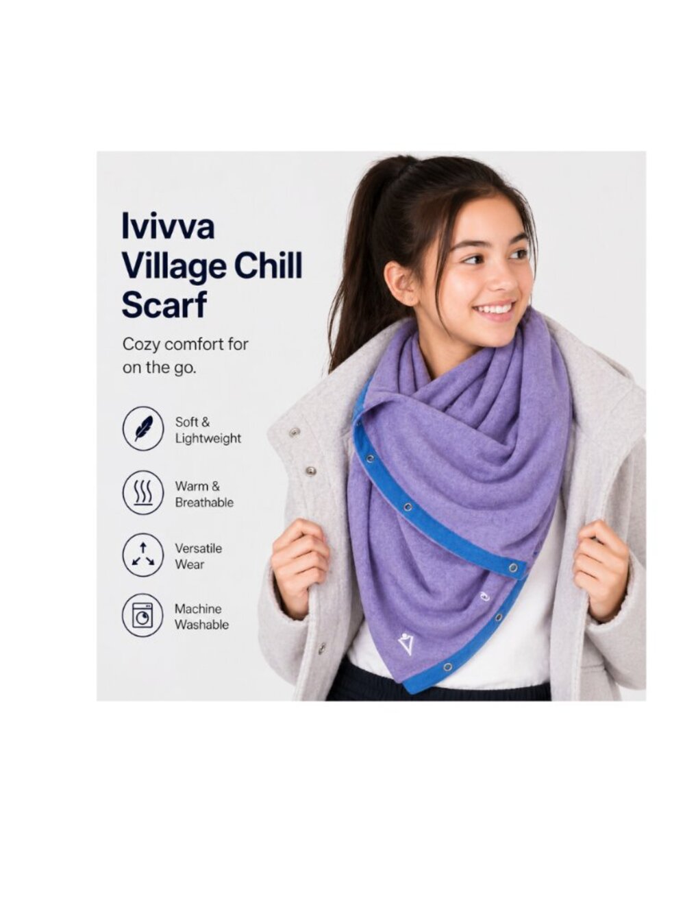 Ivivva Girl by Lululemon 🍋Village Chill Scarf Infinity purple with snaps